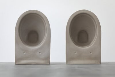 Power Toilet Death Mask installed at ICA North, San Diego, 2024. Photo: Philipp Scholz Rittermann