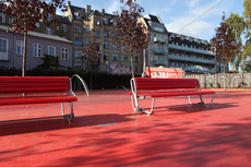 Superkilen, 2012. Urban park in Copenhagen. Red Square. Commissioned by City of Copenhagen and RealDania. Developed in close collaboration with Bjarke Ingels Group (BIG) and Topotek1.