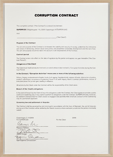 Corruption Contract, 2009. Handwritten contract. Legal consultation by Daniel McClean.