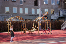 Superkilen, 2012. Urban park in Copenhagen. Playground rack from Dehli, Red Square. Commissioned by City of Copenhagen and RealDania. Developed in close collaboration with Bjarke Ingels Group (BIG) and Topotek1.