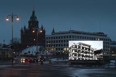 Modern Times Forever (Stora Enso Building, Helsinki), 2011. HD, 240 hours. Installed in Helsinki Market Square. Produced by The Propeller Group. Commissioned by IHME Contemporary Art Festival.
