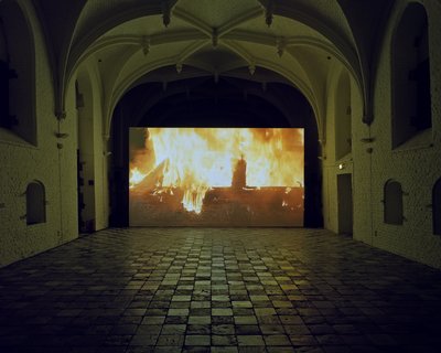 Burning Car installed at De Vleeshal, Middelburg, 2008.