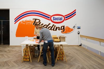 Social Pudding, 2003 installed at Kunsthal Charlottenborg, Copenhagen, 2013.